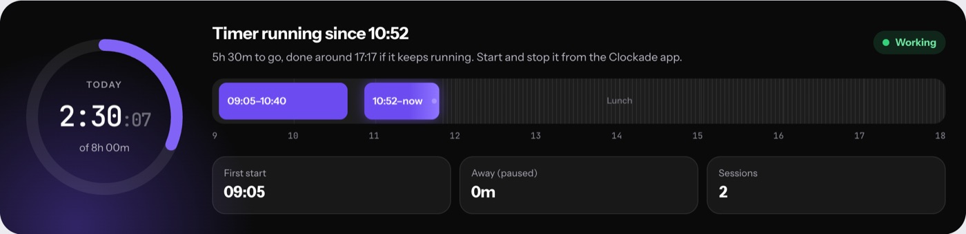 Today's timer in My attendance