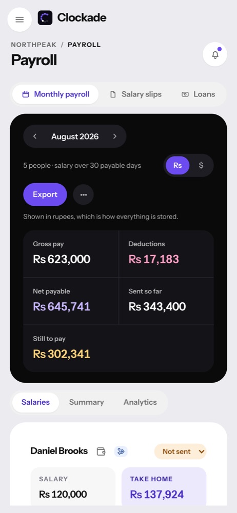 Payroll on a phone